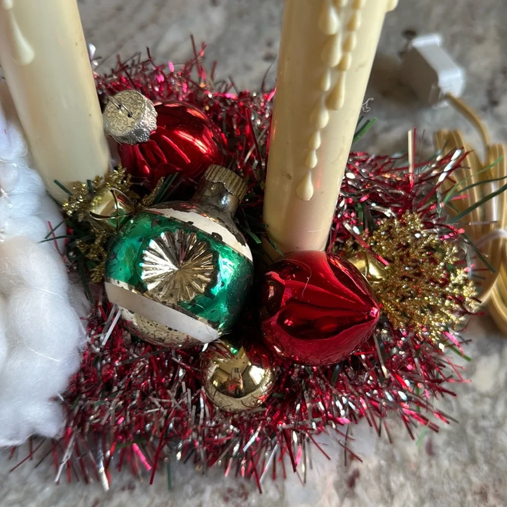 Vintage Santa Decorated Christmas Candle
